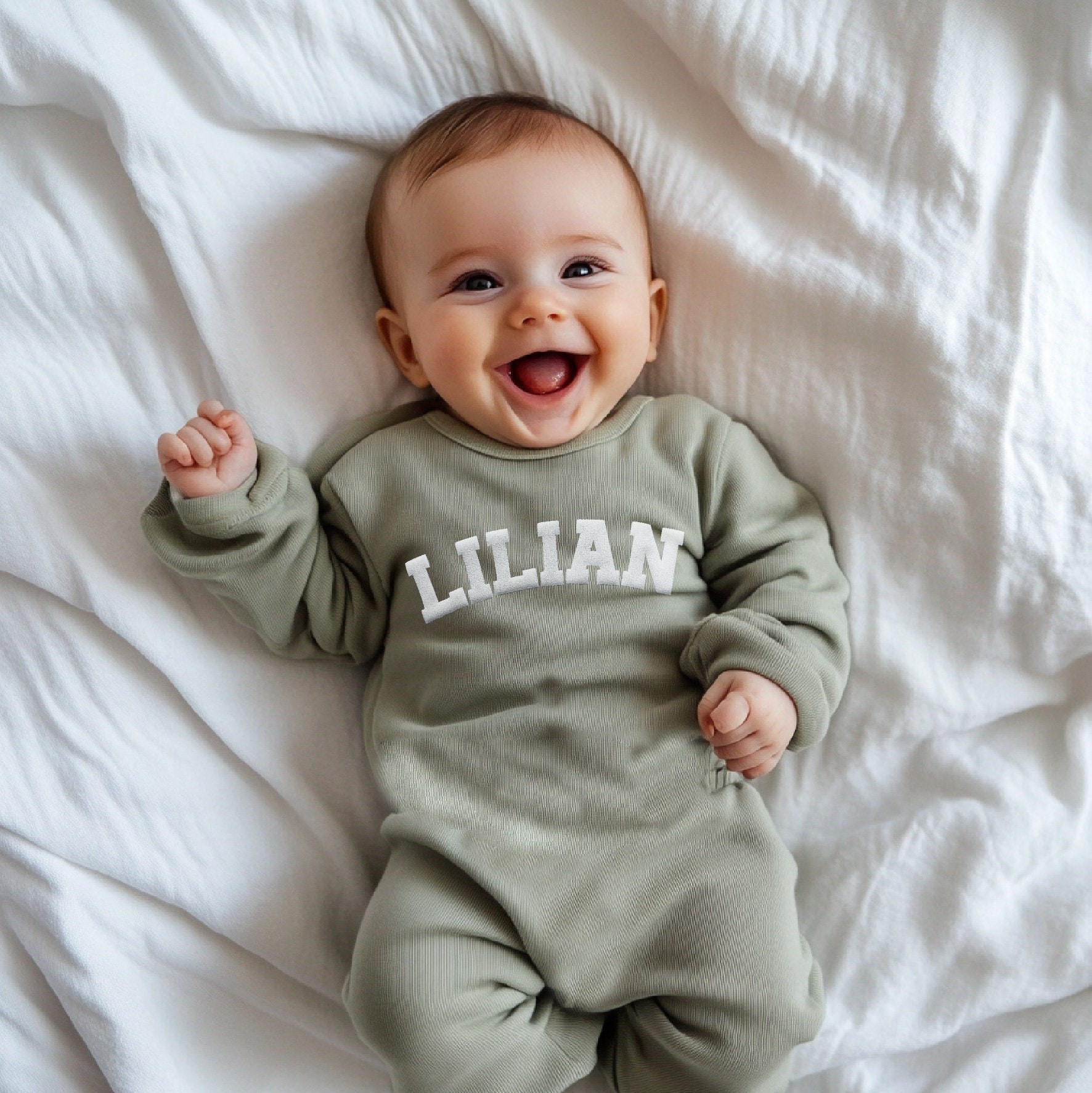 Custom Puff Name Baby Sweatshirt Bodysuit Personalized Bubble Romper Christmas Gift LoveCustom UK