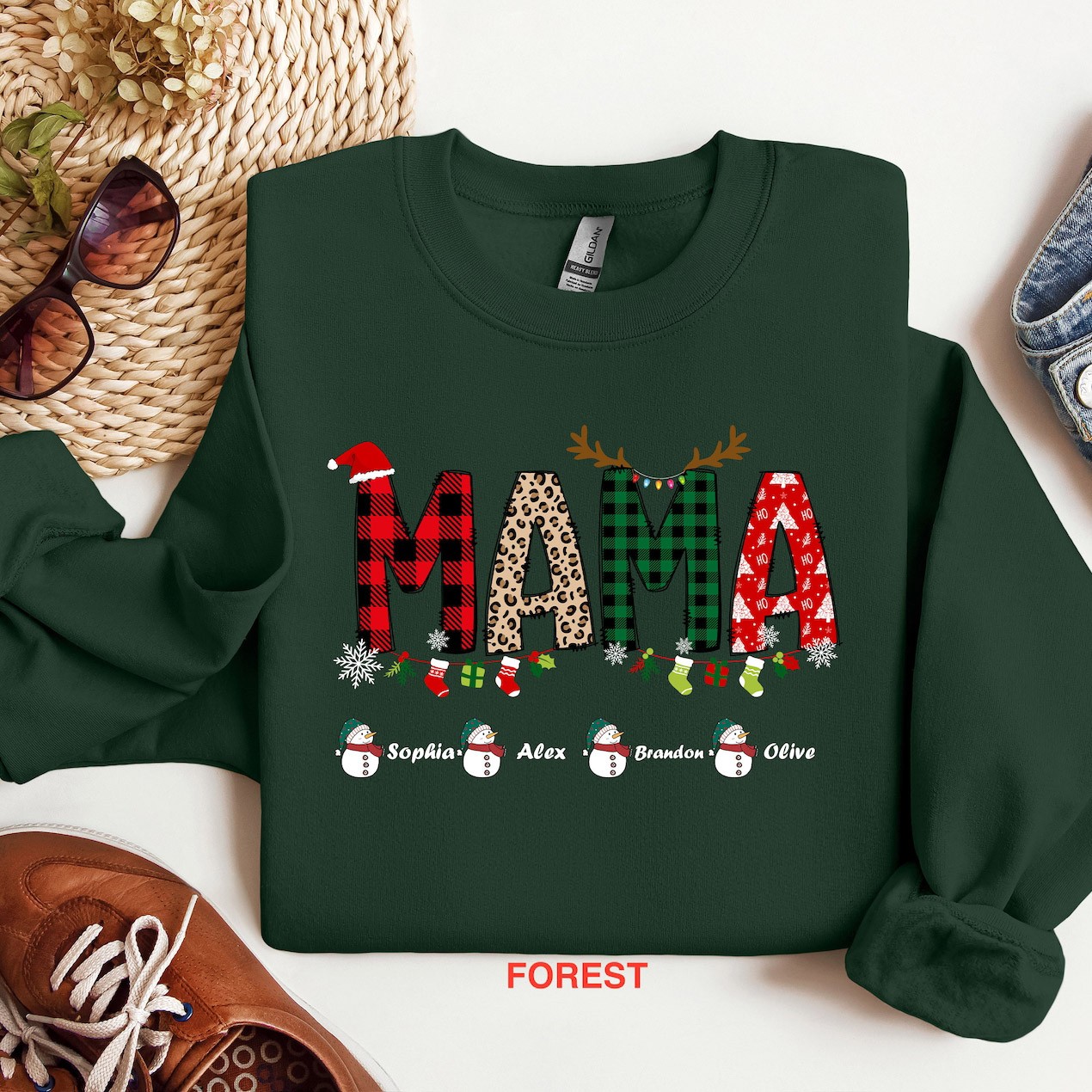 Custom Christmas Mama Sweatshirt Custom Sweatshirt for Mum Christmas Gift LoveCustom UK