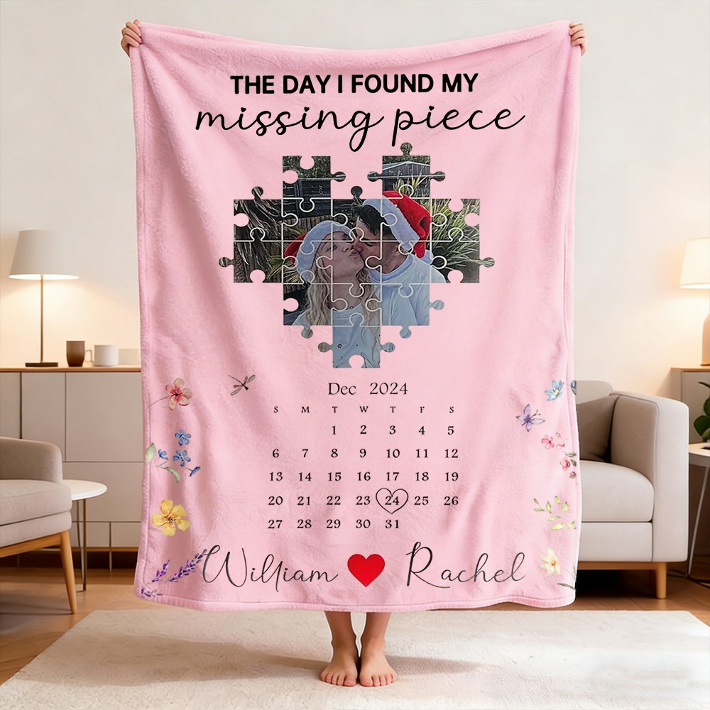 The Day I Found My Missing Piece Personalized Photo Blanket