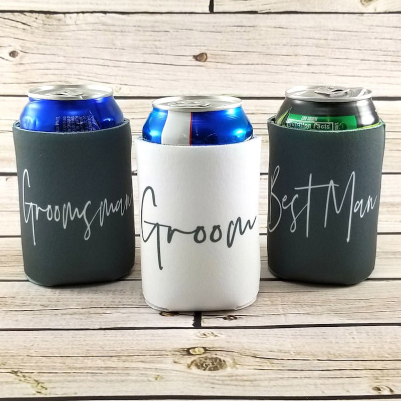 Personalised Groomsmen Proposal Foam Can Coolers Groomsman Gift Ideas