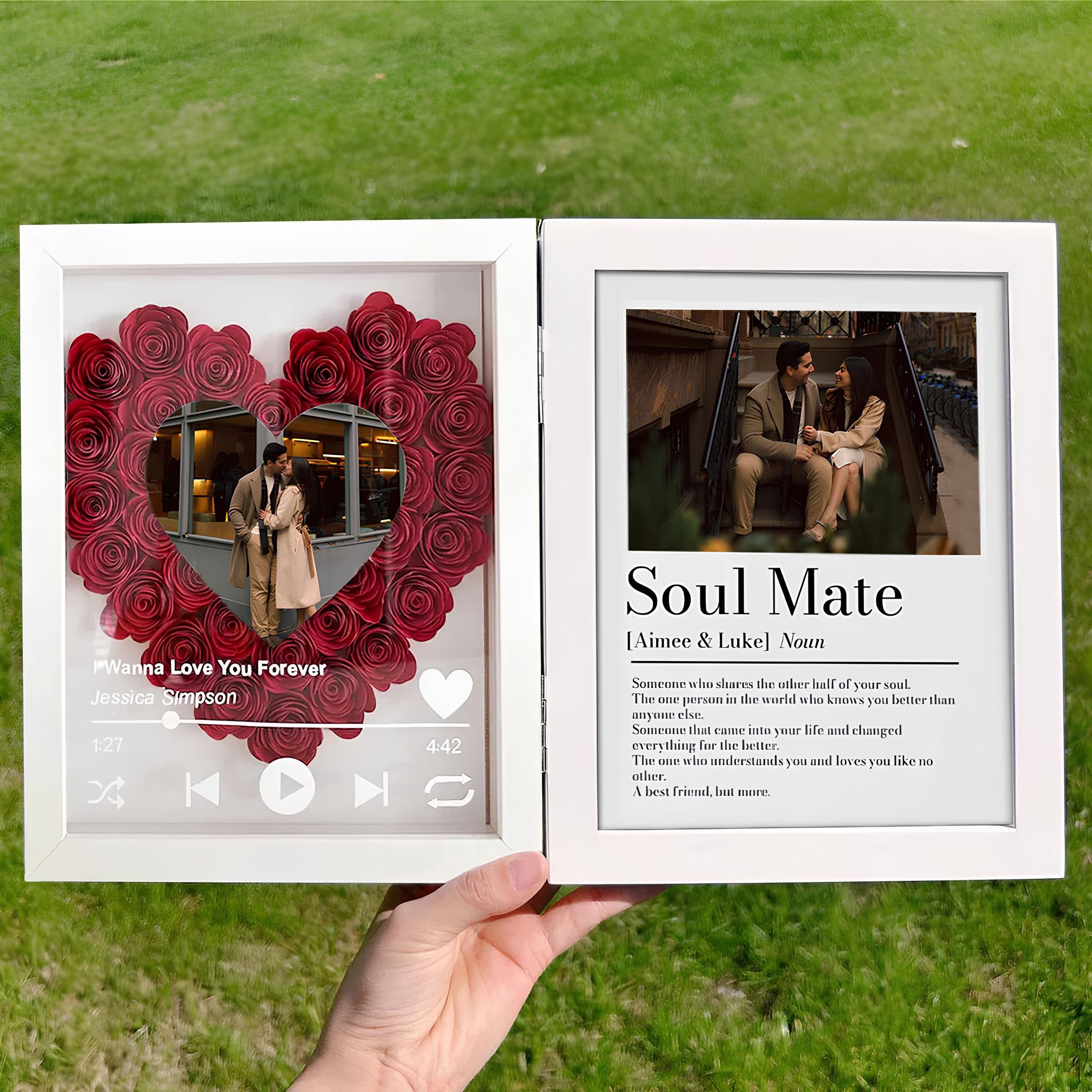 Custom Music Flowers Frame with Couple Definition for Anniversary