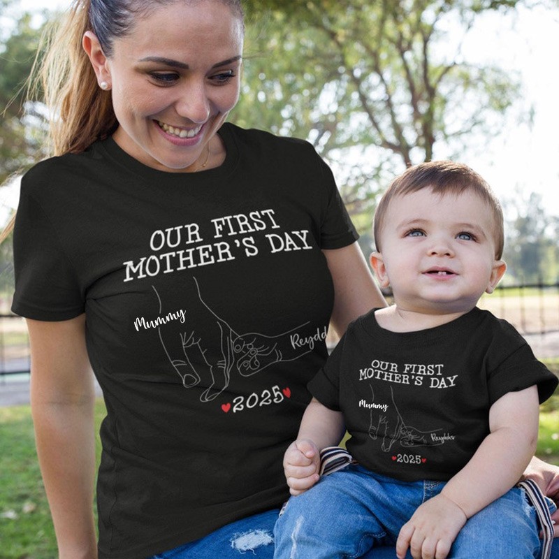 Personalised Mum and Baby Fist Matching Shirt Trendy Gifts 1st Mothers Day Gifts