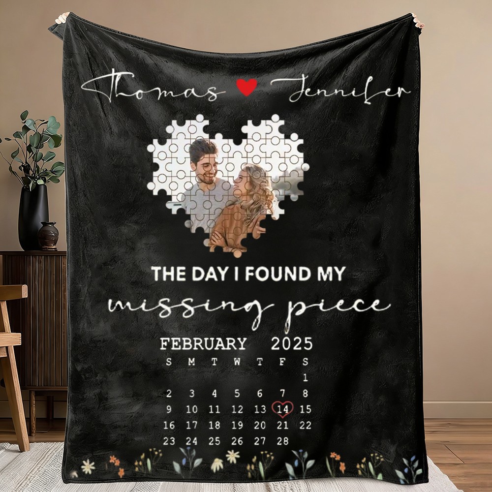 The Day I Found My Missing Piece Personalized Photo Blanket