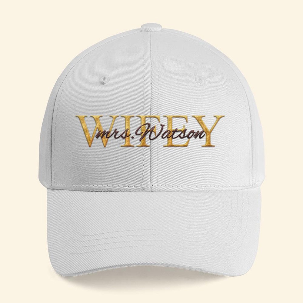 Custom Wifey Hubby last name Embroidered Cap