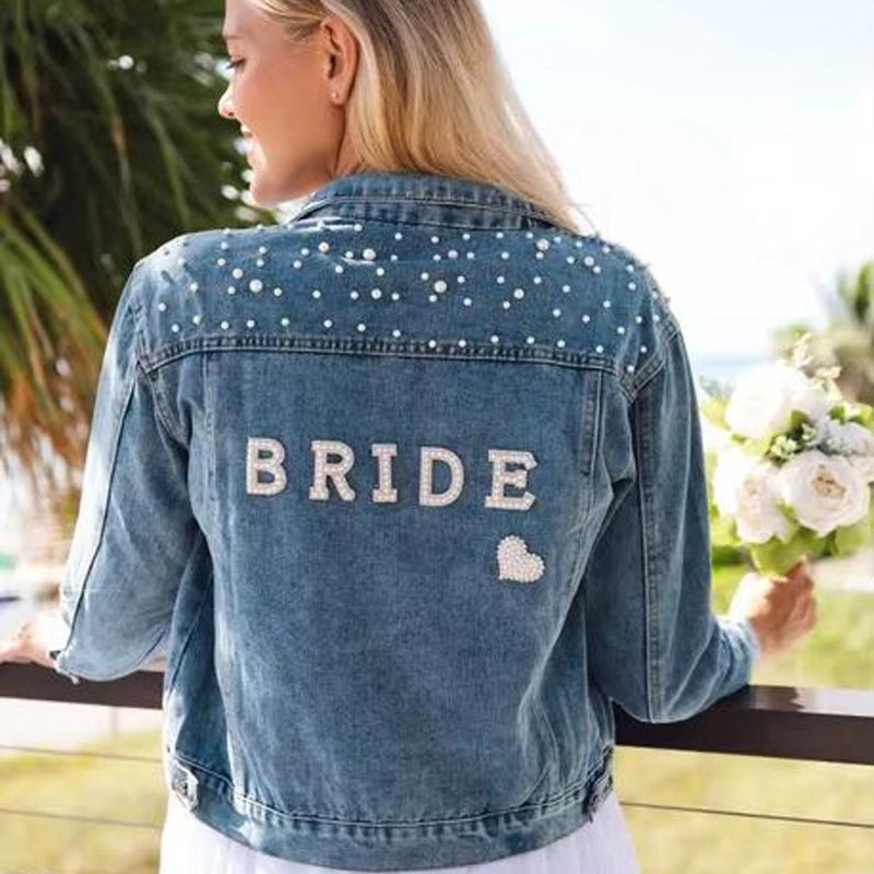Personalised Bridal Jacket Pearls Custom Bride to Be Gift