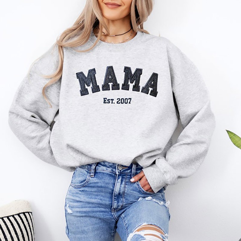 Custom Embroidered Mama Sweatshirt with Kids Names on Sleeve New Mom Hoodie Custom Sweatshirt for Mum LoveCustom UK