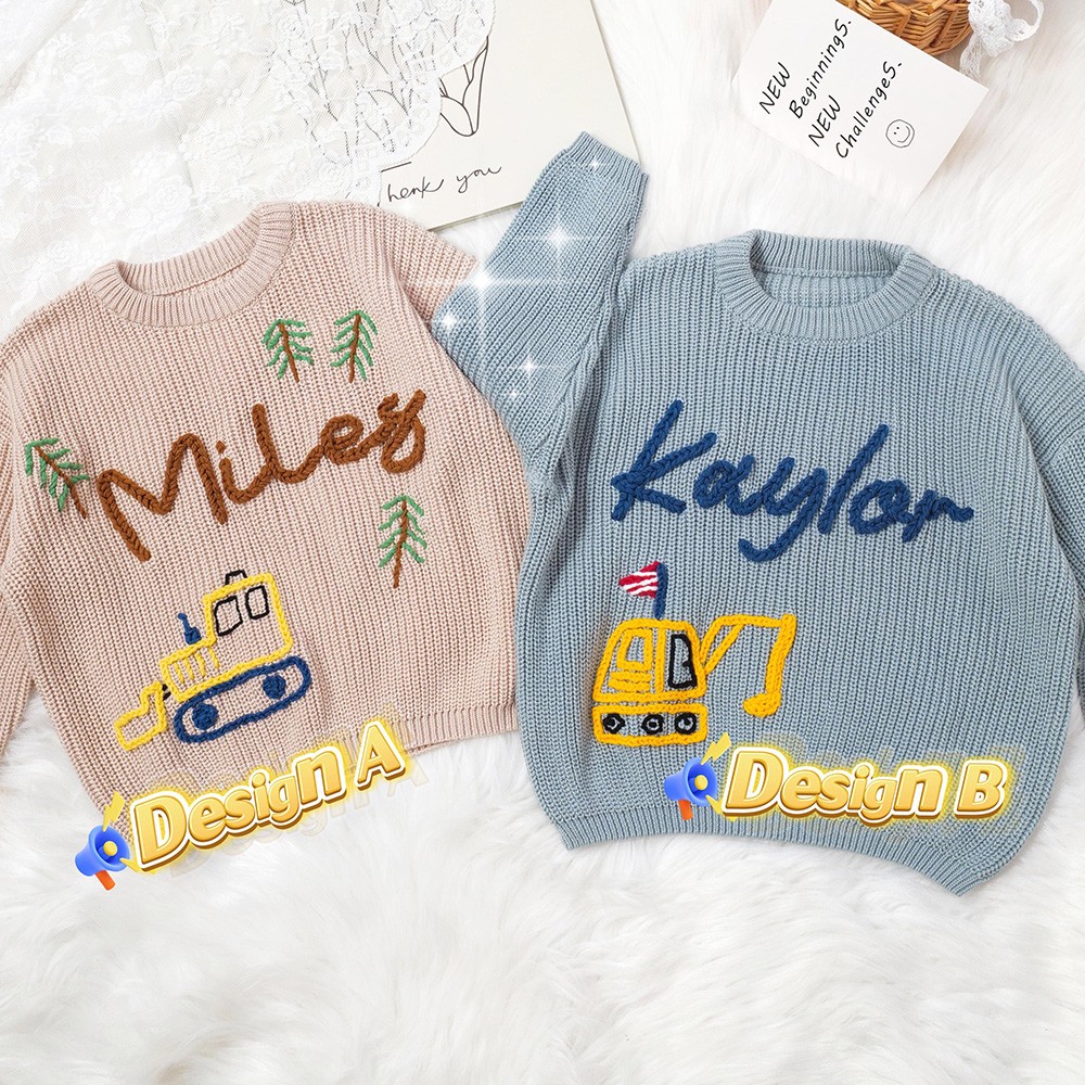 Custom Hand Embroidery Oversize Toddler&Baby Boy Sweater