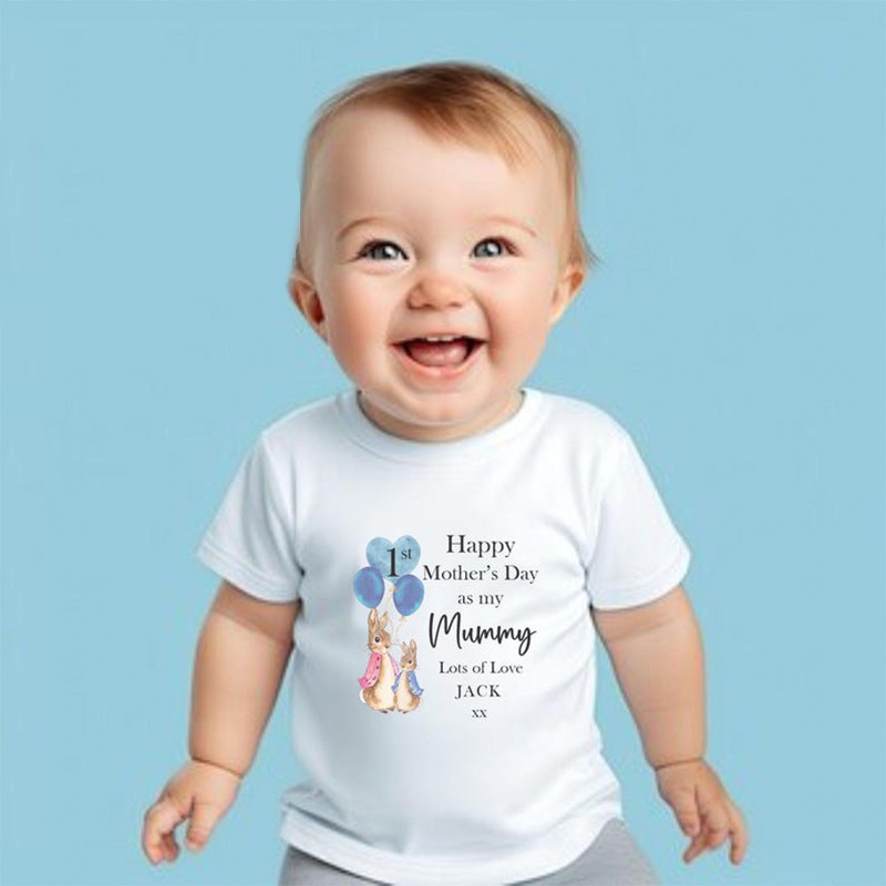 Personalised Rabbit Happy First Mother's Day Mummy Baby Outfit Mother's Day Gift