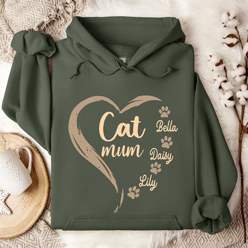 Personalised Cat Name Hoodie Cat Mun Gift Shirt Feline Lady Sweatshirt