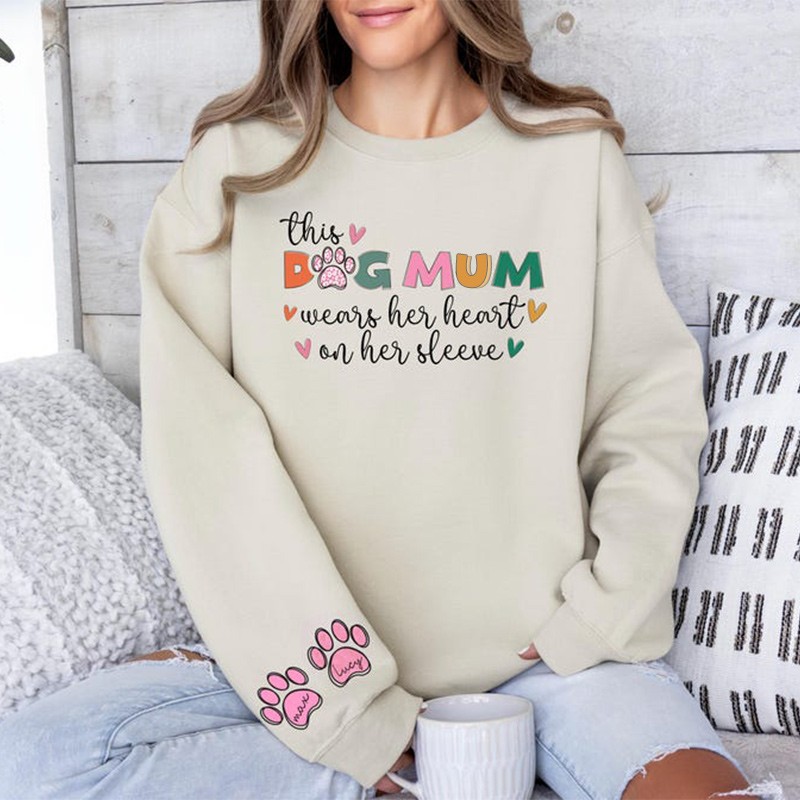 Personalised This Dog Mum Wears Her Heart on Her Sleeve Mothers Day Gift