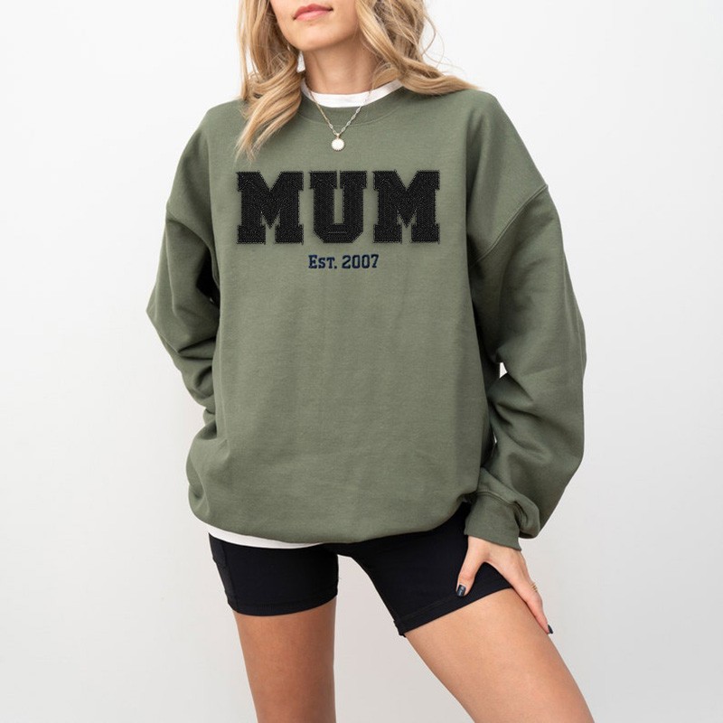 Personalised Embroidered Mum Sweatshirt with Kid Names Pregnancy Announcement Gift