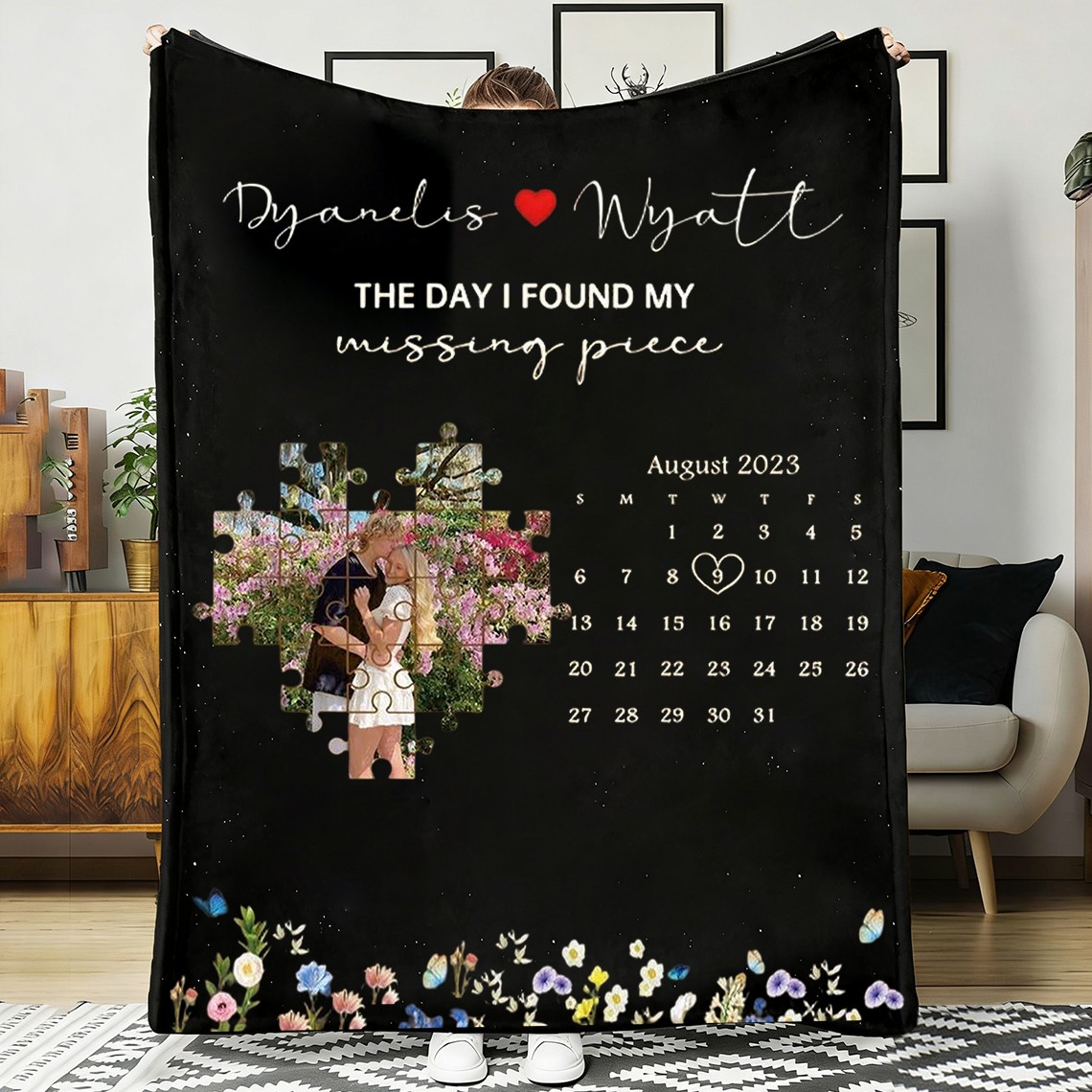 The Day I Found My Missing Piece Personalized Photo Blanket