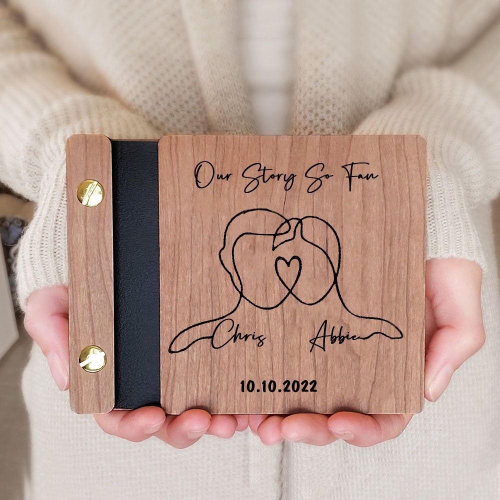 Personalised Wooden Photo Album Valentine's Day Anniversary Gift