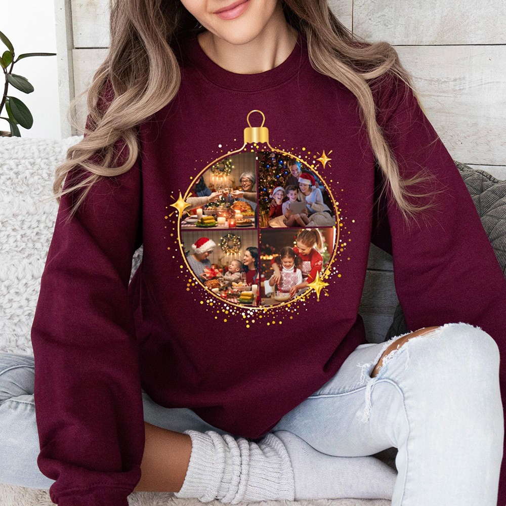 Custom Photo Christmas Sweatshirt Personalized Family Photo Sweatshirt