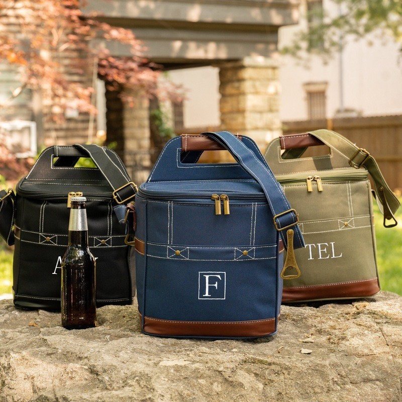 Personalised Embroidered Groomsmen Soft Insulated Canvas Cooler Set