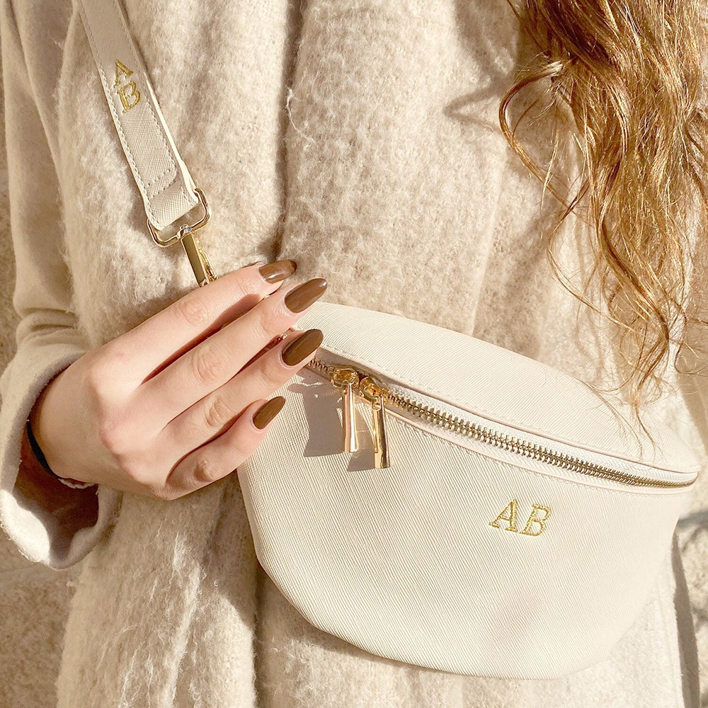 Personalised Leather Look Bumbag Embroidered Bum Bag Crossbody Bag
