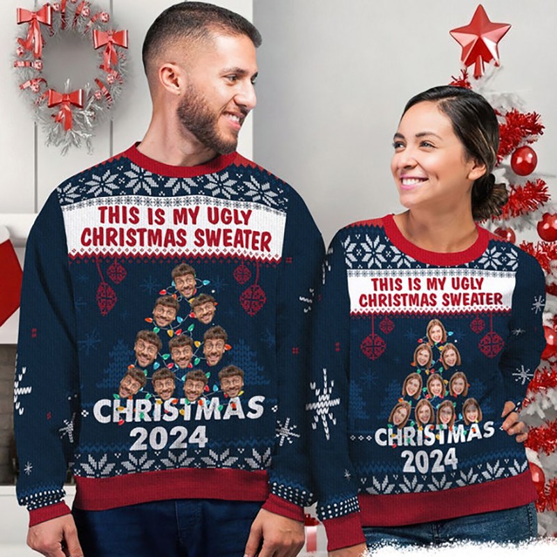Personalized Funny Couple Ugly Christmas Sweatshirts Christmas Ugly Sweater Christmas Gift LoveCustom UK