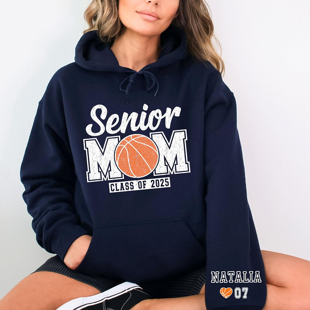Personalised Senior Basketball Mum Sweatshirt Mum Name on Sleeve Sweatshirt