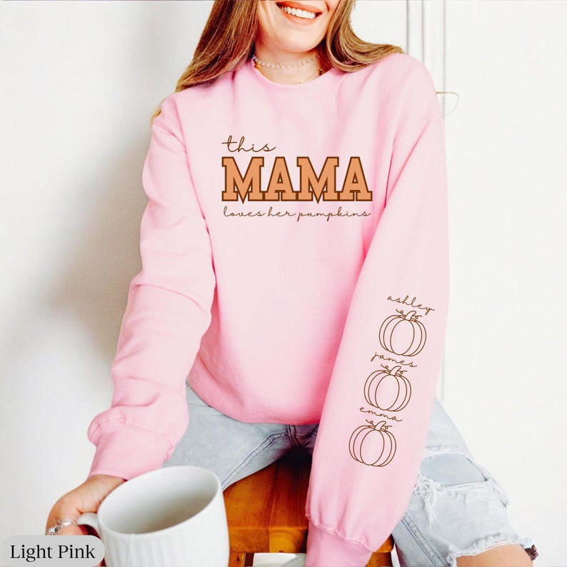 Custom Mama's Pumpkins Sleeve Print Sweatshirt