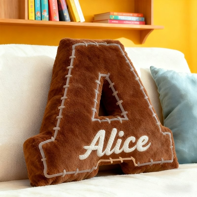 Custom Football Letter Shaped Pillow with Name Gift for Sports Enthusiasts Kids Xmas Gift