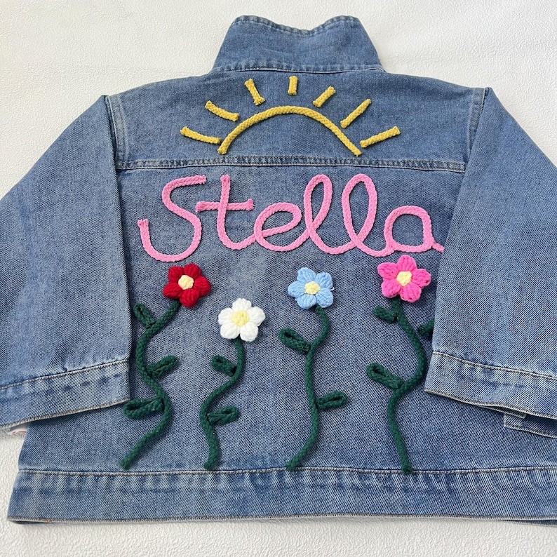 Personalised  Kids Name Jean Jacket Birthday Gift For Kids