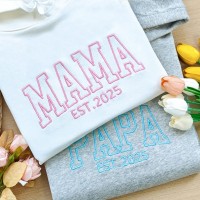 Personalised Embroidered Mum Sweatshirt with Kid Names Pregnancy Announcement Gift
