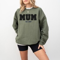 Personalised Embroidered Mum Sweatshirt with Kid Names Pregnancy Announcement Gift