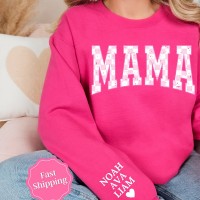 Custom Mama Sweatshirt with Kids Names on Sleeve