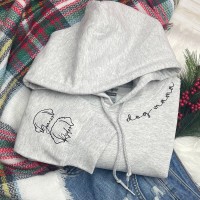 Personalised Dog Mum Hoodie Pet Names and Ears on Sleeve Jumper