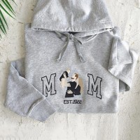 Personalised Embroidered Mum and Kids Portrait Hoodie Gift For Mum