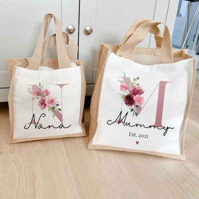 Personalised Shopping Gran Jute Tote Bag Mother's Day Gift