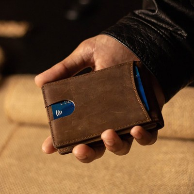 Personalised Bifold Leather Wallet Money Clip Front Pocket Wallet Gift