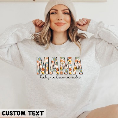 Personalized Retro Floral Mama Crewneck Gift for Mama