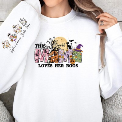 Custom Mama Loves Her Boos Sweatshirt Halloween Gift For Mom