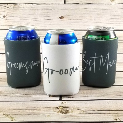 Personalised Groomsmen Proposal Foam Can Coolers Groomsman Gift Ideas