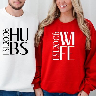 Personalised Hubs Wife Matching Couple Shirt Husband and Wife Anniversary Gifts