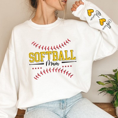 Personalised Softball Mum With Child Name Sweatshirt Softball Season Mum Gift