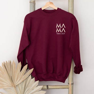 Personalised Mama Sweatshirt with Date and Name Mother's Day Gifts