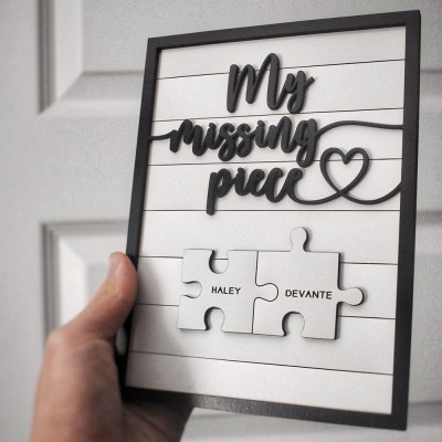Personalised My Missing Piece Couple Wooden Sign Valentine's Day Anniversary Gift For Couple