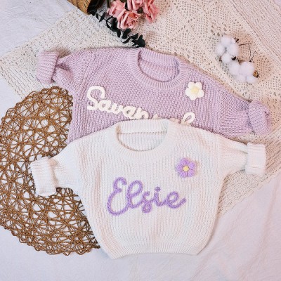 Personalized Baby Name Sweater Embroidered Children Sweatshirt