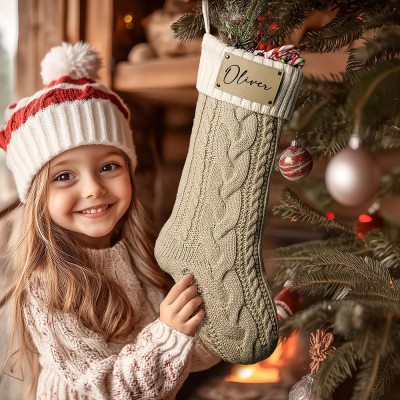 Personalised Leather Patch Christmas Stockings Engraved Stocking With Name