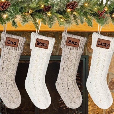 Personalised Leather Patch Christmas Stockings Engraved Stocking With Name