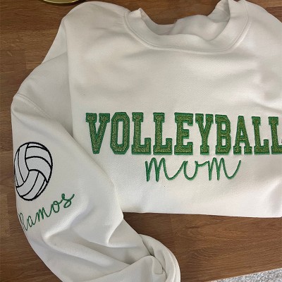 Personalised Embroidered  Volleyball Mum Sweatshirt With Kids Name on Sleeve