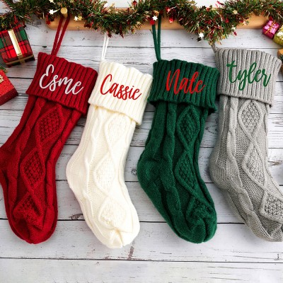 Personalised Embroidered Christmas Stockings Holiday Stocking Decor Gift