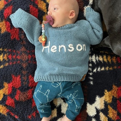 Personalized Handmade Sweater With Name Embroidered For Baby