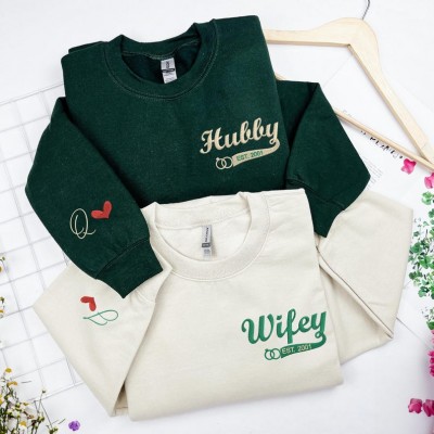 Personalised Couple Embroidered Hoodie Anniversary Valentine's Day Gift
