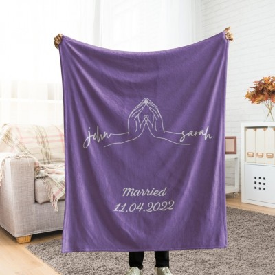Personalised Name Couple Throw Valentine's Day Anniversary Engagement Gift Blanket