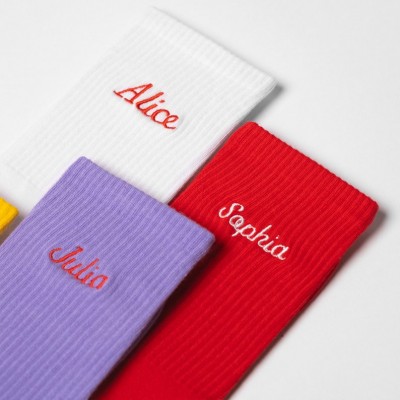 Personalised Valentines Embroidered Name on Soft Cotton Crew Socks For Couple