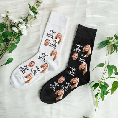 Personalised Couple Face Portrait Socks Gift for Him Her Anniversary Gifts