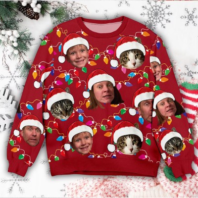 Personalized Face Christmas Ugly Sweater Family Photo Ugly Sweater Ugly Christmas Pattern